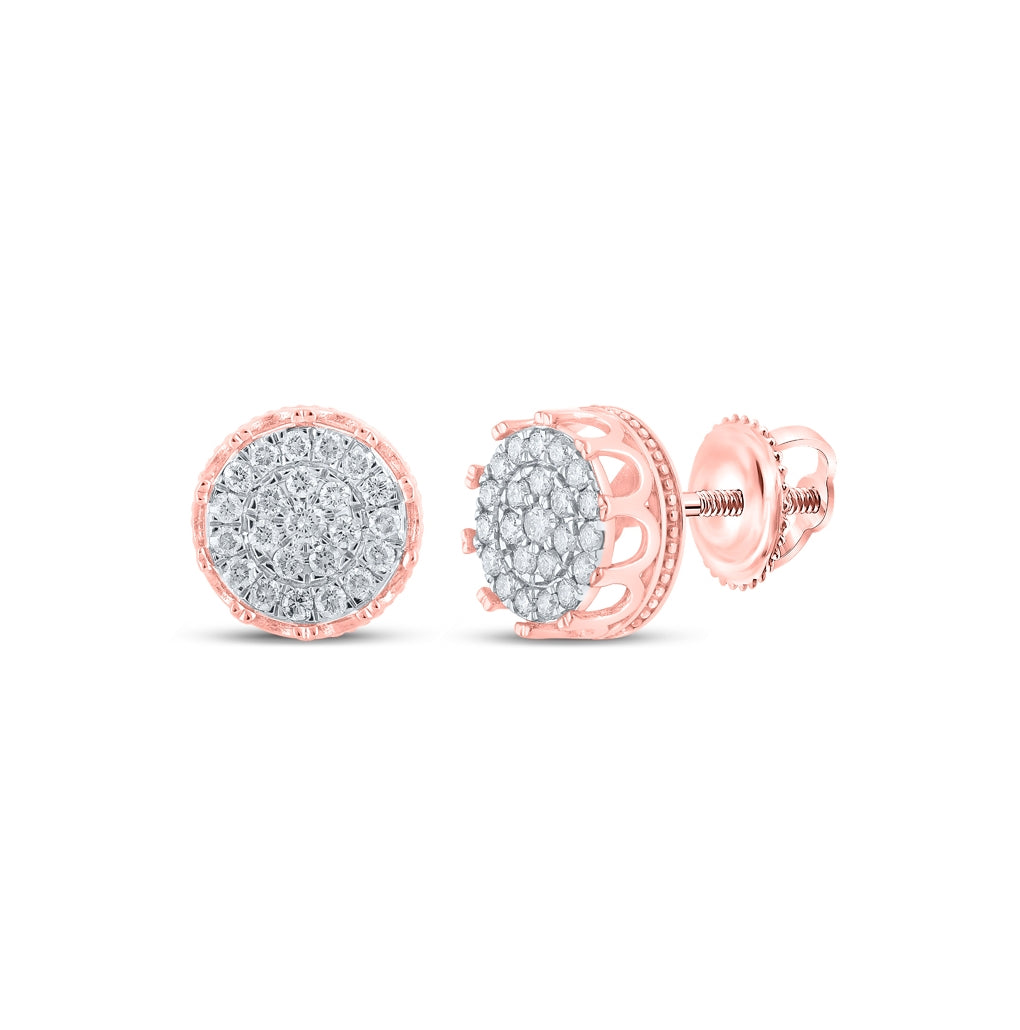 10K Yellow Or White Or Rose Gold Round Diamond Cluster Earrings