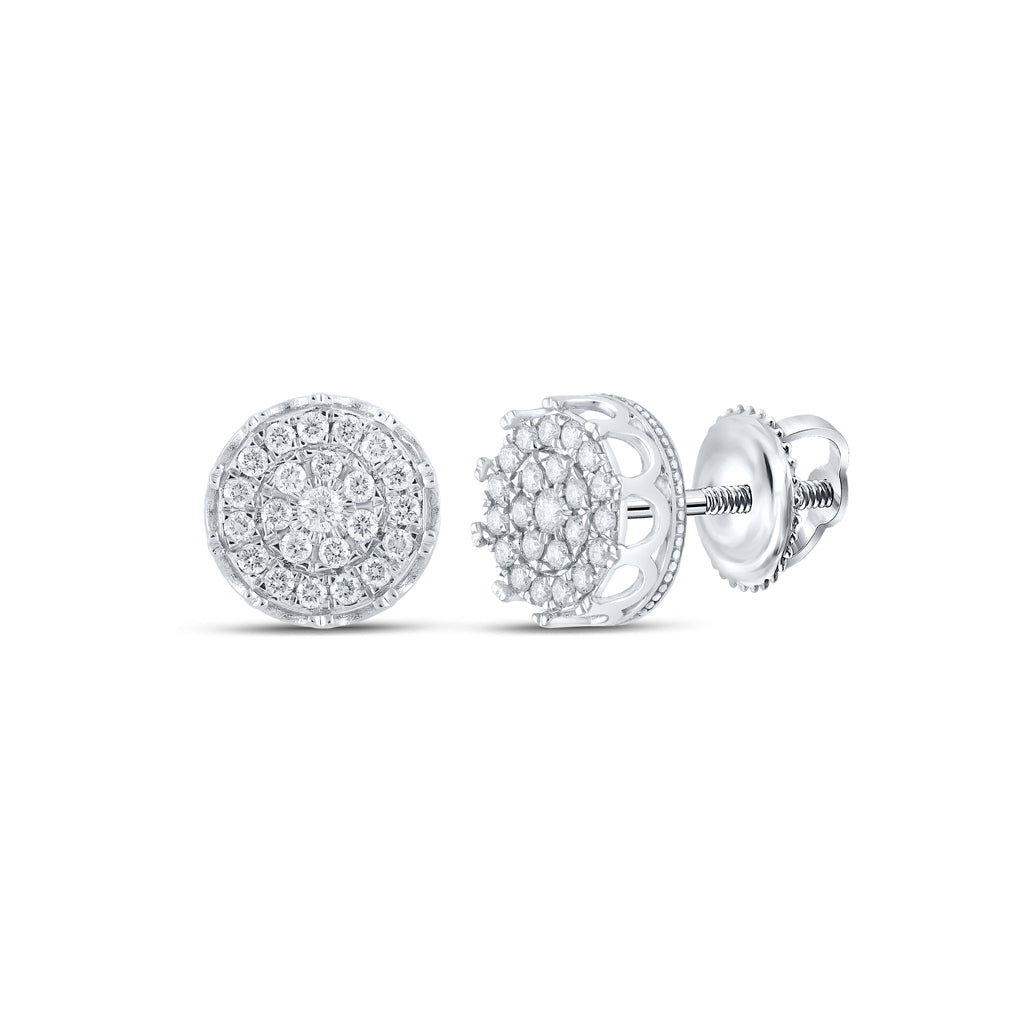 10K Yellow Or White Or Rose Gold Round Diamond Cluster Earrings