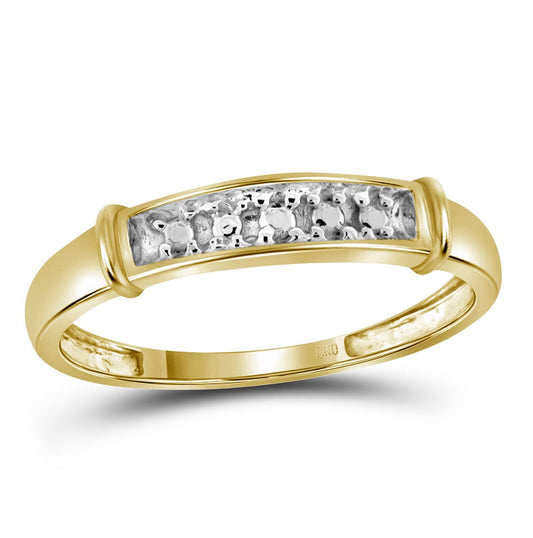 10kt Yellow Gold His & Hers Round Diamond Solitaire Matching Bridal Wedding Ring Band Set 1/10 Cttw