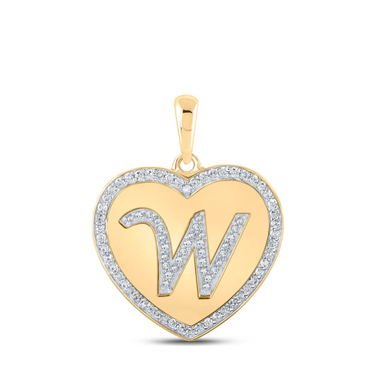 10K Rose Gold Womens Round Diamond Heart Letter Pendant