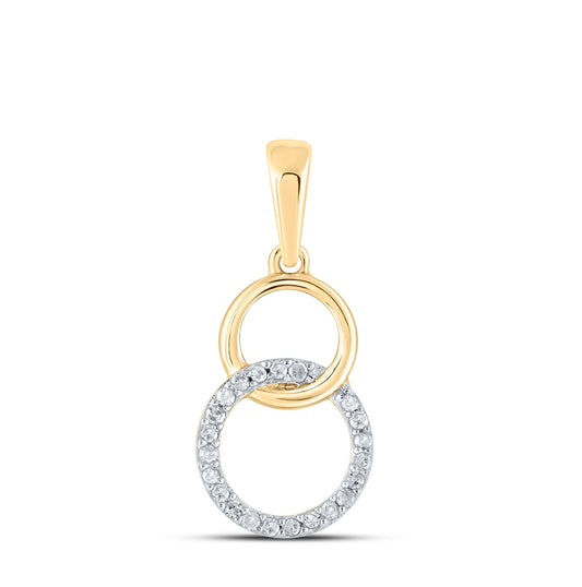 10K Yellow Or White Or Rose Gold Womens Round Diamond Interlocking Circle Pendant