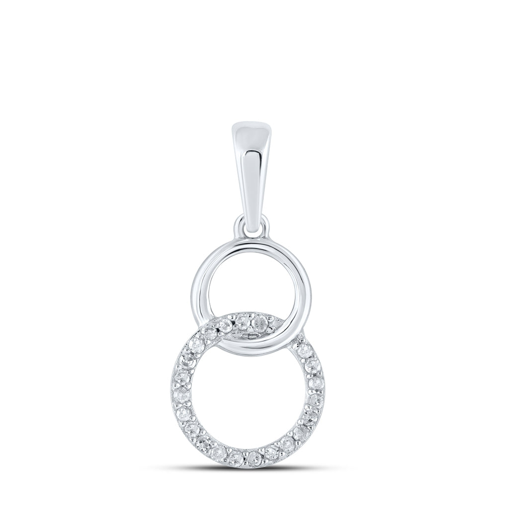 10K Yellow Or White Or Rose Gold Womens Round Diamond Interlocking Circle Pendant