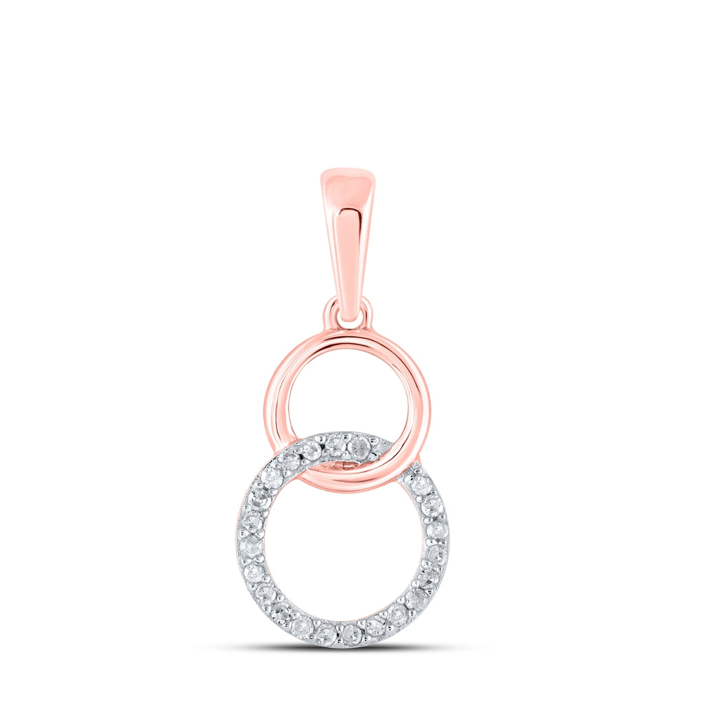 10K Yellow Or White Or Rose Gold Womens Round Diamond Interlocking Circle Pendant