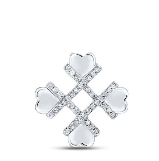10K Yellow Or White Or Rose Gold Womens Round Diamond Heart Pendant