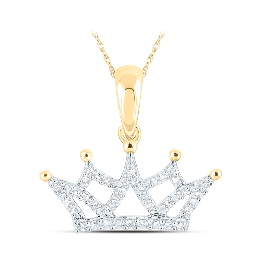 10K Yellow Gold Womens Round Diamond Fashion Pendant 1/6 Cttw, Length: 0.7 In, Width: 0.75 In