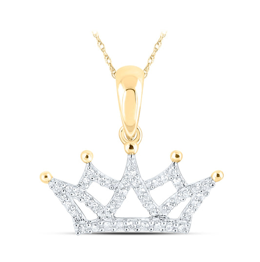10K Yellow Gold Womens Round Diamond Fashion Pendant 1/6 Cttw, Length: 0.7 In, Width: 0.75 In