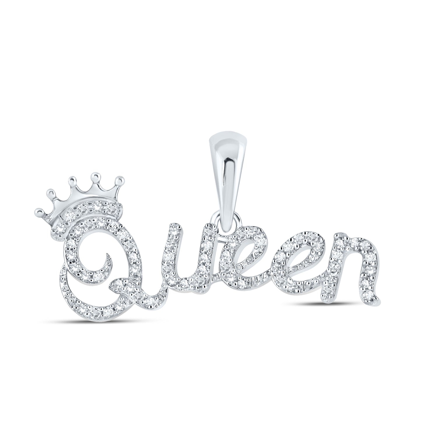 10K Yellow Or White Or Rose Gold Womens Round Diamond Queen Crown Fashion Pendant