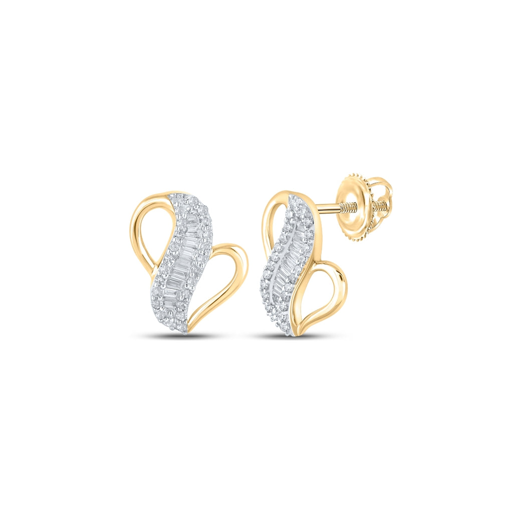 10K Yellow Or White Or Rose Gold Womens Baguette Diamond Fashion Earrings