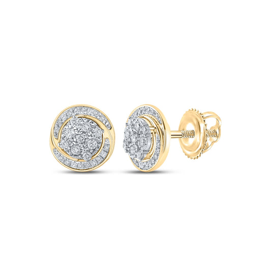 10K Yellow Gold Women's Round Diamond Cluster Earrings 1/5ctw