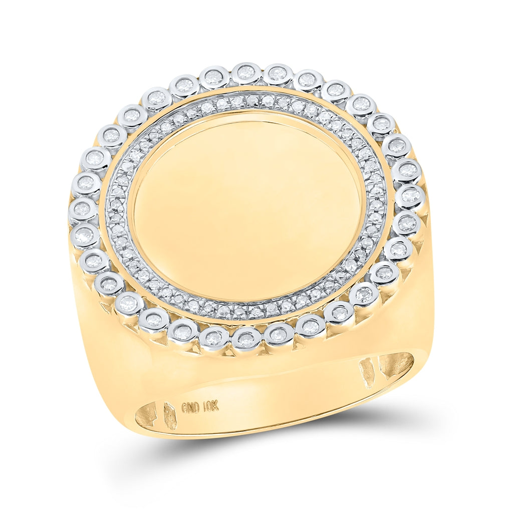 10K Yellow Gold Mens Round Diamond Memory Circle Ring 3/8 Cttw, Mens Size: 7-13