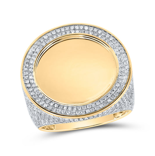 10K Yellow Gold Mens Round Diamond Memory Circle Ring 1-1/2ctw, Mens Size: 7-13