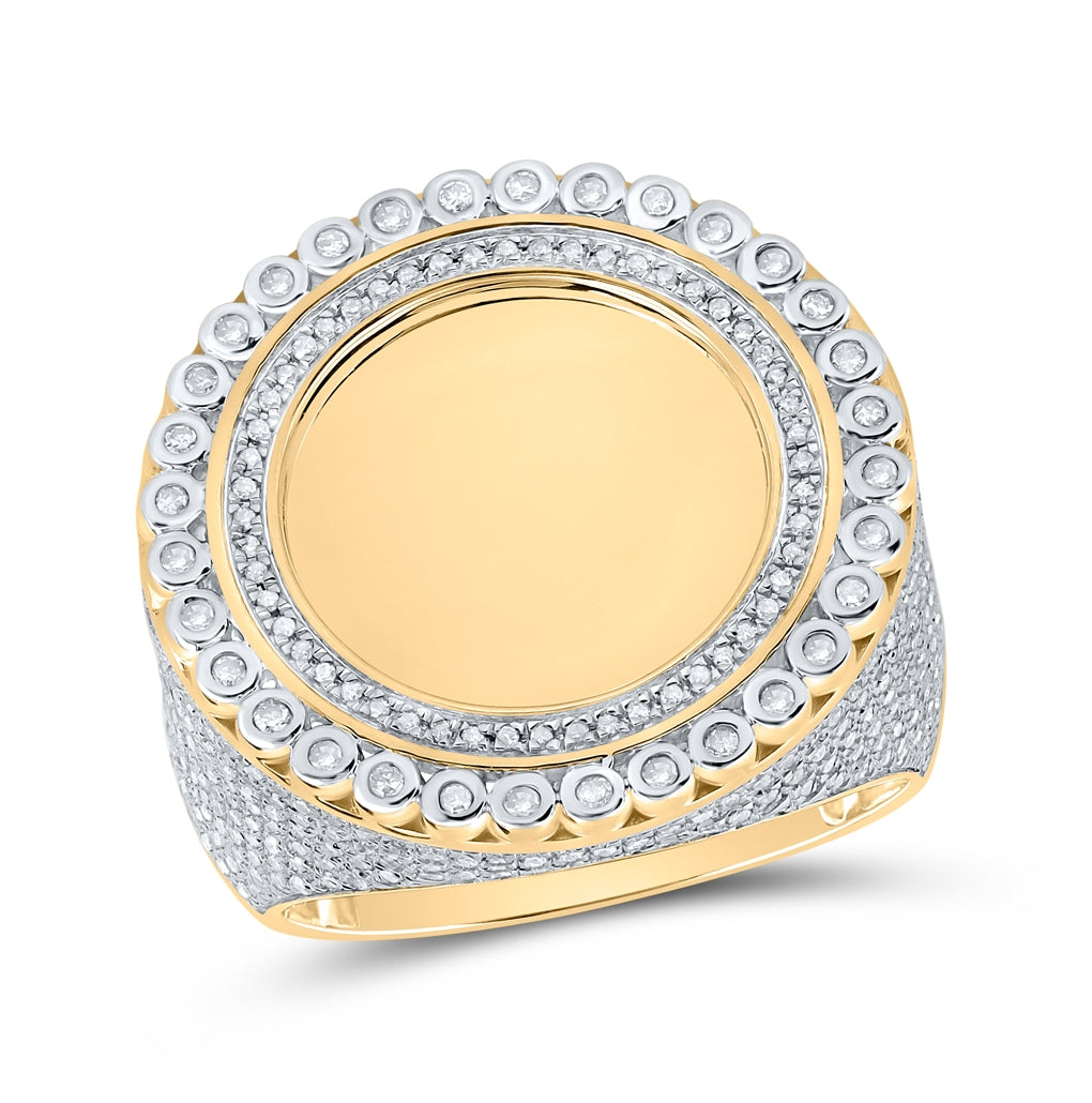 10K Yellow Gold Mens Round Diamond Memory Circle Ring 1-1/2 Cttw, Mens Size: 7-13