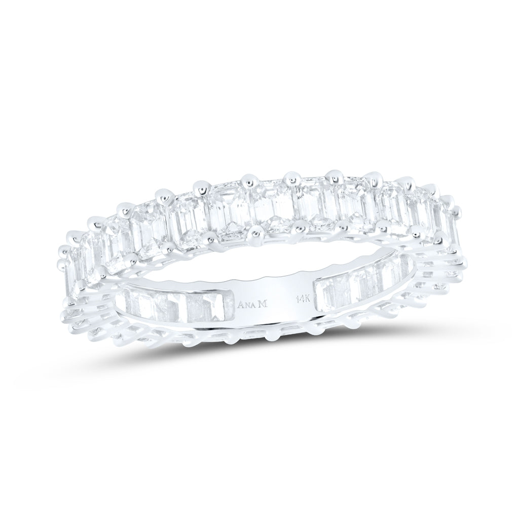 14K White Gold Womens Emerald Diamond Eternity Ring 2-3/4 Cttw, Womens Size: 5-10