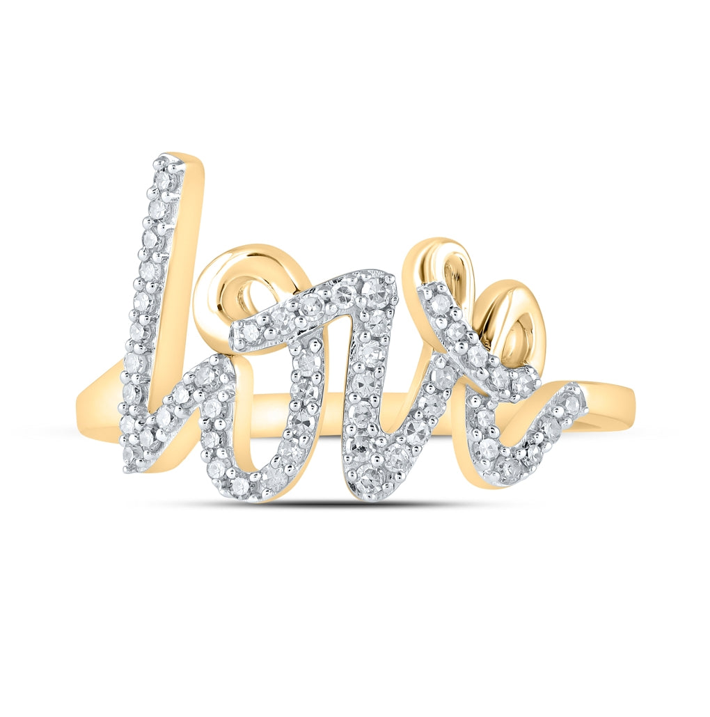 10K Yellow Or White Or Rose Gold Womens Round Diamond Love Fashion Ring , Womens Size: 5-10