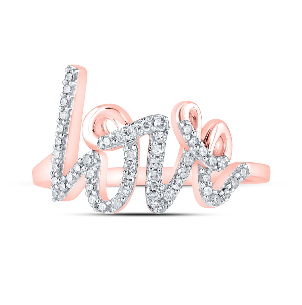 10K Yellow Or White Or Rose Gold Womens Round Diamond Love Fashion Ring , Womens Size: 5-10