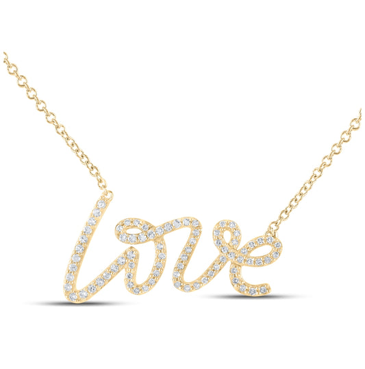 10K Yellow Or White Or Rose Gold Womens Round Diamond Love Fashion Necklace