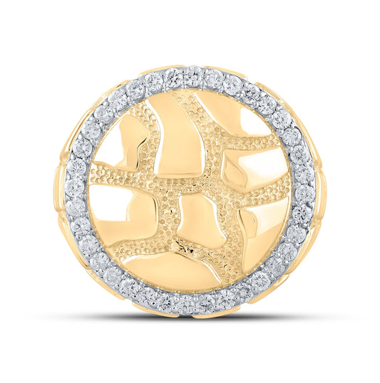 10K Yellow Gold Mens Round Diamond Nugget Circle Ring 3/4 Cttw, Mens Size: 7-13