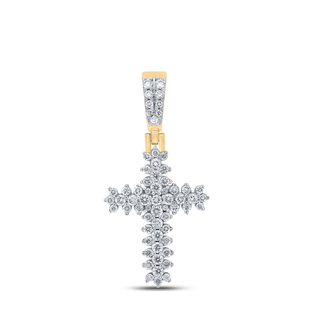 10kt Yellow Gold 1 3/4ctw Diamond Cn Cross Mens Charm
