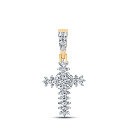 10kt Yellow Gold 1 3/4ctw Diamond Cn Cross Mens Charm