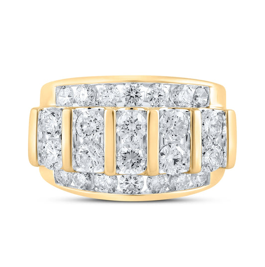 14K Yellow Gold Mens Round Diamond Band Ring 4 Cttw, Mens Size: 7-13