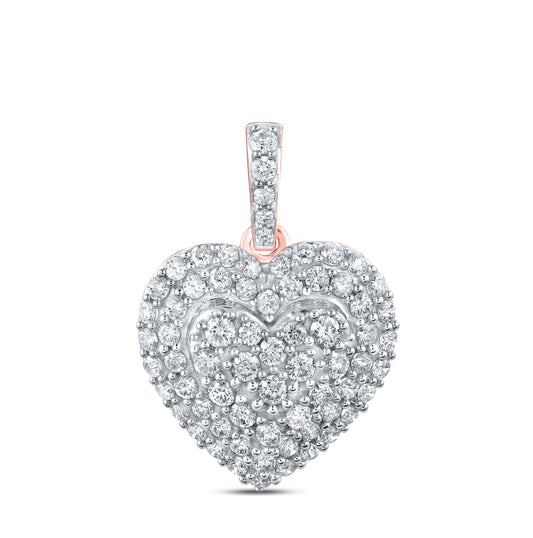 10kt Rose Gold 7/8ctw Diamond Cn Fashion Heart Pendant
