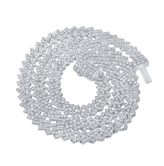 10K White Gold Mens Round Diamond 20-inch Link Chain Necklace 18-3/4 Cttw, Length: 20 In, Width: 0.33 In