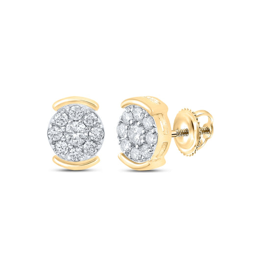 10K White Or Yellow Gold Womens Round Diamond Cluster Earrings