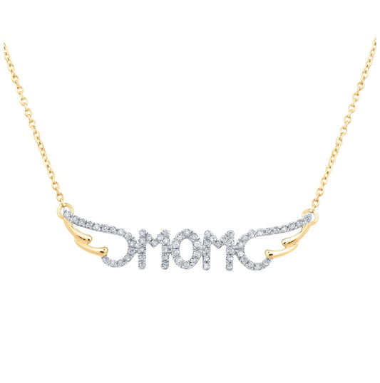 10K Yellow Or White Or Rose Gold Womens Round Diamond Mom Necklace