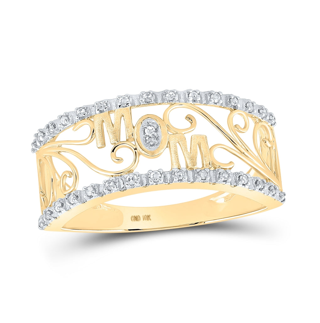 10K Yellow Or White Or Rose Gold Womens Round Diamond Mom Band Ring , Womens Size: 5-10