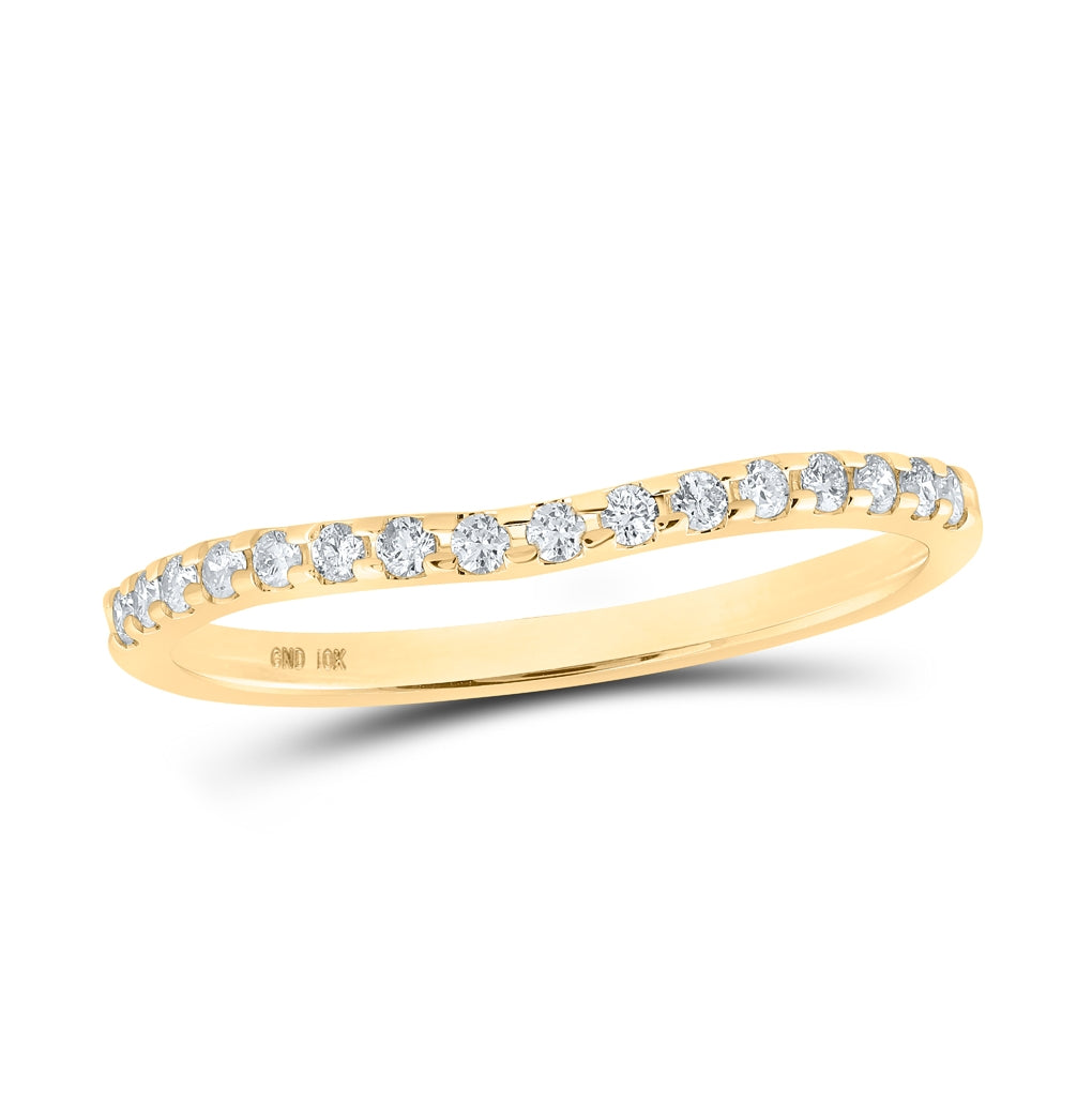 10K Yellow Or White Or Rose Gold Womens Round Diamond Curved Band Ring , Womens Size: 5-10