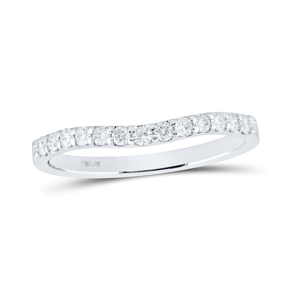 10K Yellow Or White Or Rose Gold Womens Round Diamond Curved Band Ring , Womens Size: 5-10