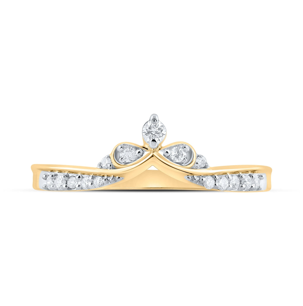 10K Yellow Or White Or Rose Gold Womens Round Diamond Chevron Band Ring , Womens Size: 5-10