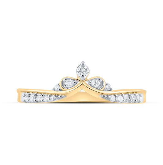 10K Yellow Or White Or Rose Gold Womens Round Diamond Chevron Band Ring , Womens Size: 5-10