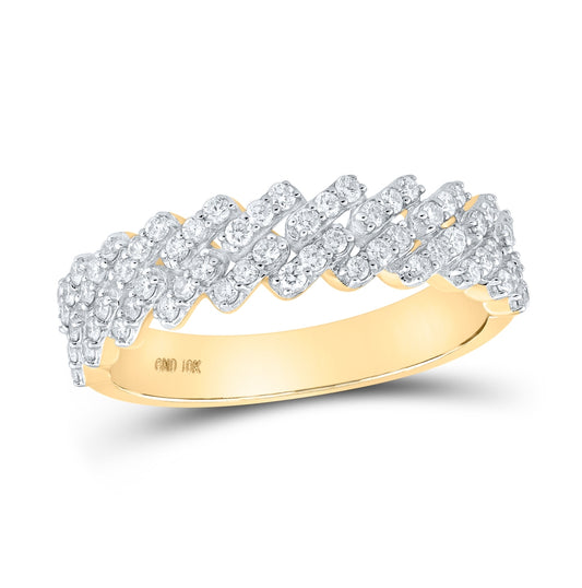 10K Yellow Gold Mens Round Diamond Band Ring 3/4 Cttw, Mens Size: 7-13