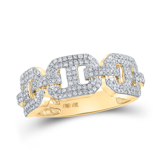 10K Yellow Gold Mens Round Diamond Band Ring 5/8ctw, Mens Size: 7-13
