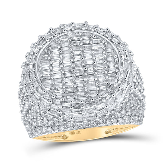 10K Yellow Gold Mens Baguette Diamond Circle Ring 4-1/2 Cttw, Mens Size: 7-13