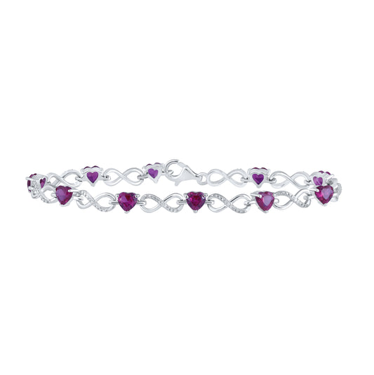 Sterling Silver Womens Heart Synthetic Infinity Bracelet
