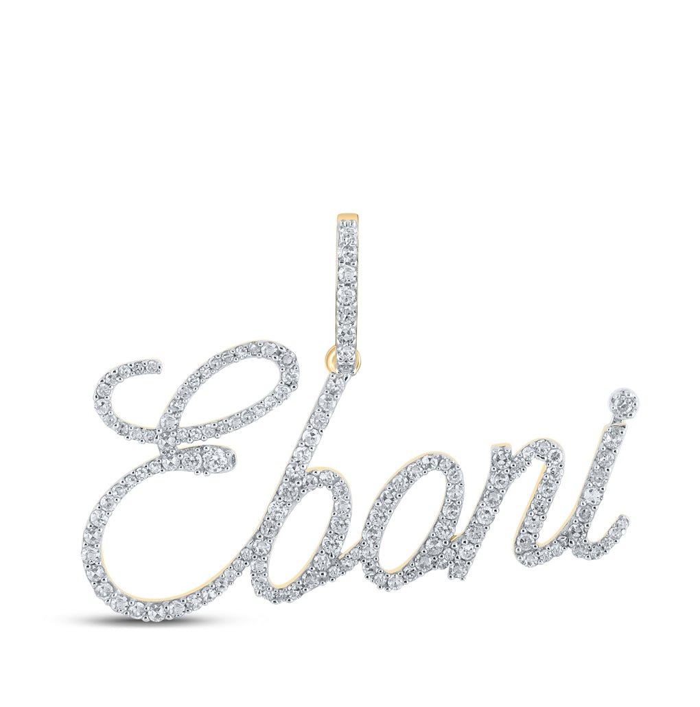 10K Yellow Gold Womens Round Diamond Eboni Name Pendant 3/4 Cttw