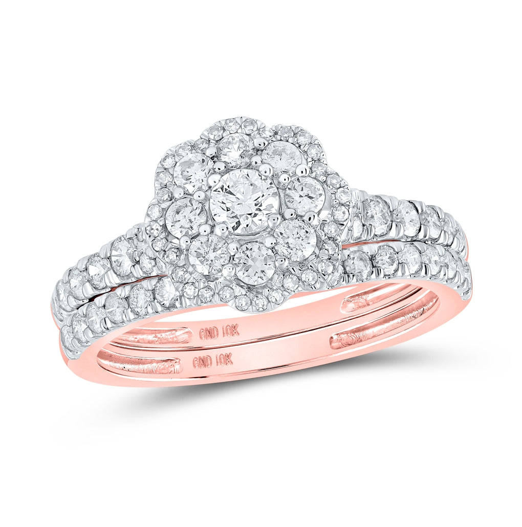 10K Yellow Or White Or Rose Gold Round Diamond Bridal Wedding Ring Band Set , Womens Size: 5-10