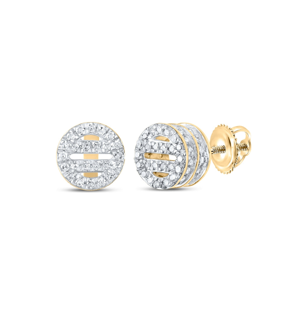 10K Yellow Gold Womens Round Diamond Circle Earrings 1/3ctw