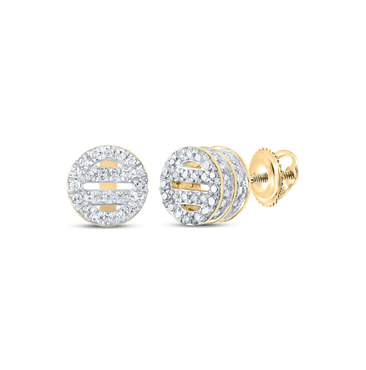 10K Yellow Gold Womens Round Diamond Circle Earrings 1/3ctw