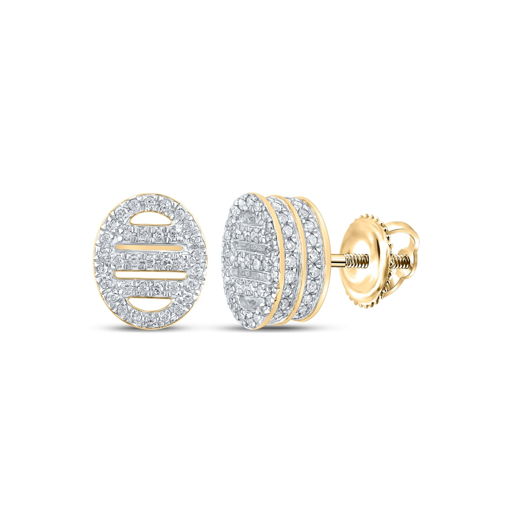 10K Yellow Gold Womens Round Diamond Oval Earrings 1/2 Cttw