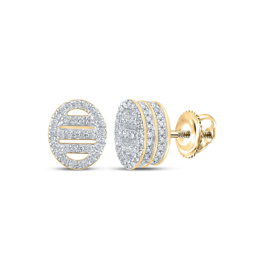10K Yellow Gold Womens Round Diamond Oval Earrings 1/2 Cttw