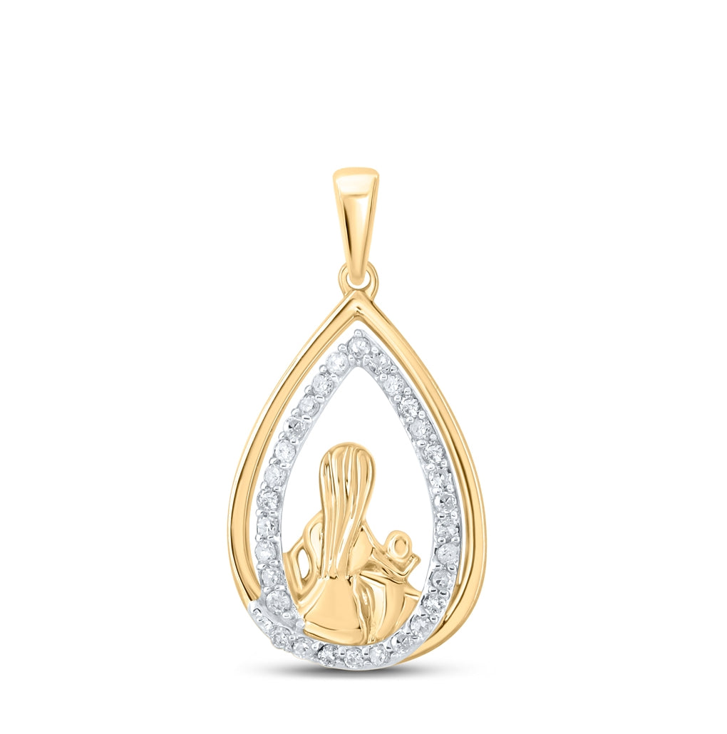 10K Yellow Or White Or Rose Gold Womens Round Diamond Child Mom Pendant