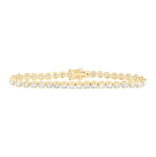 14K Yellow Gold Womens Round Diamond Studded Tennis Bracelet 5 Cttw