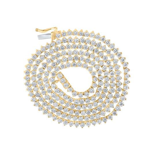 10K Yellow Gold Mens Round Diamond 22-inch Link Chain Necklace 11 Cttw, Length: 22.01 In, Width: 0.1 In