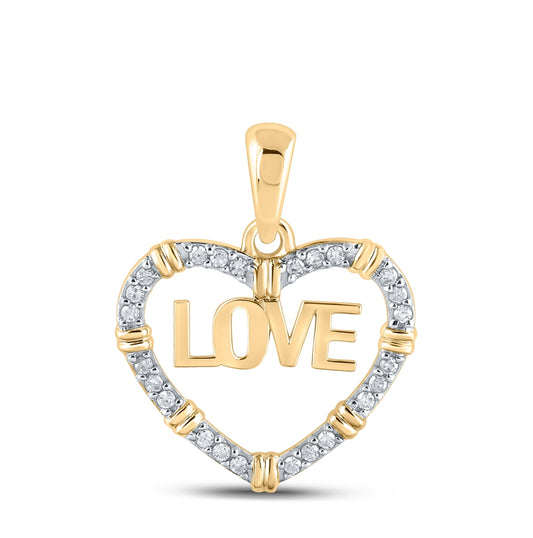 10K Yellow Or Rose Gold Womens Round Diamond Love Heart Pendant
