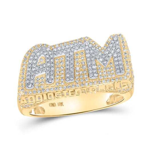 10kt Two-tone Gold 1ctw Diamond Cn "atm" Mens Ring