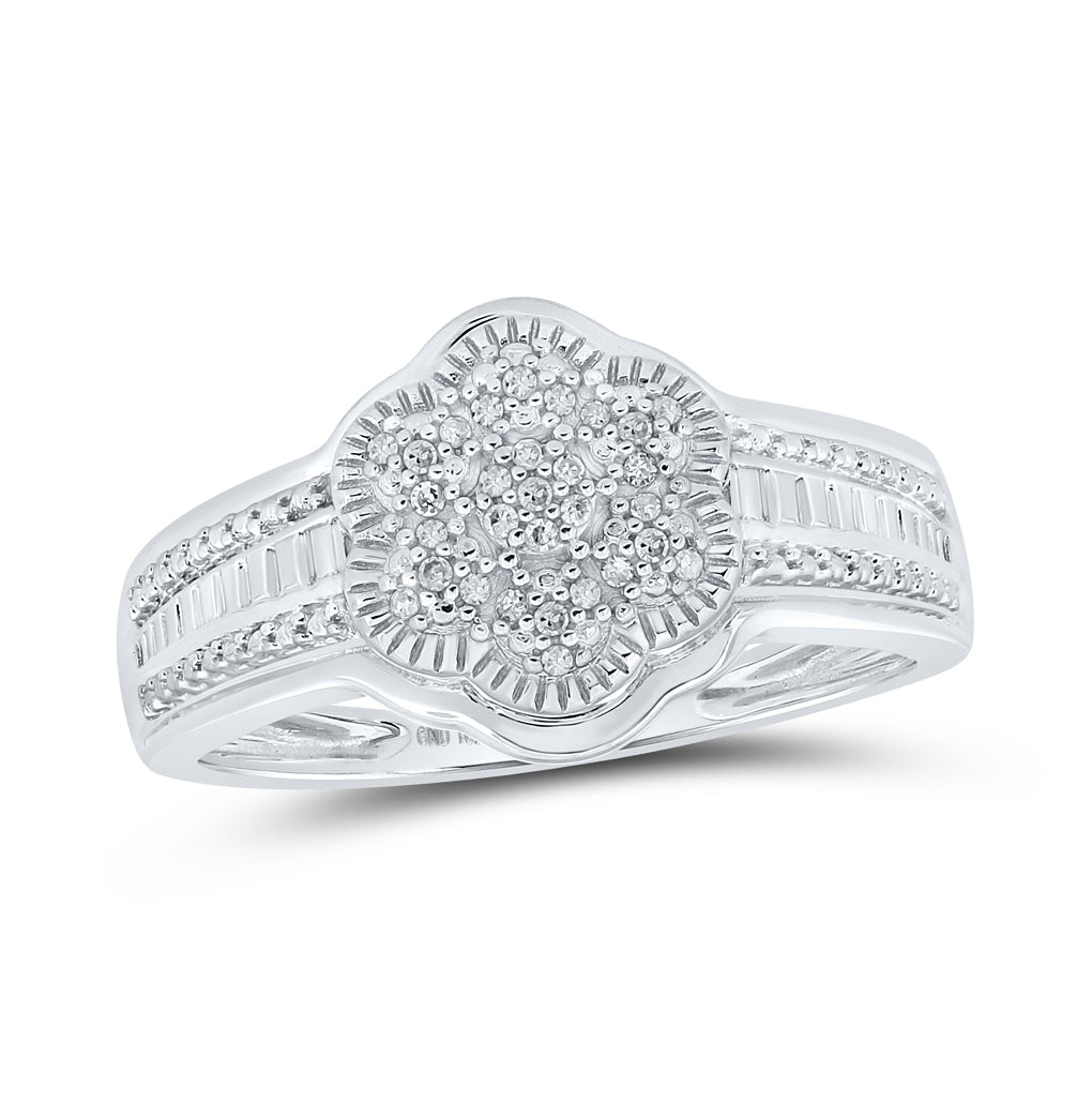 10K Yellow Or White Gold Womens Round Diamond Flower Cluster Ring 1/12 Cttw, Womens Size: 5-10