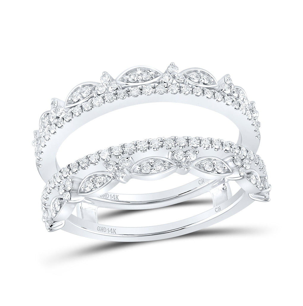 14K White Gold Womens Round Diamond Wrap Enhancer Wedding Band 1/2ctw, Womens Size: 5-10